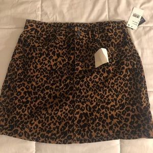 Corduroy Leopard Mini Skirt